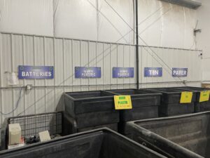 Collection bins inside Recycling Facility 